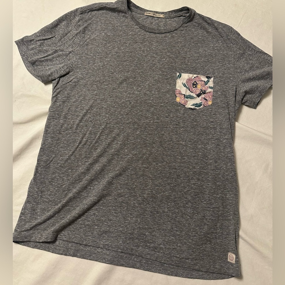 Marine Layer Gray Floral Pocket Men's Shirt EUC